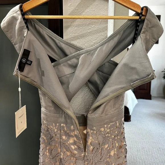 Missguided Lace Barbot Midi Dress - Gray Size 0 - Picture 7 of 13